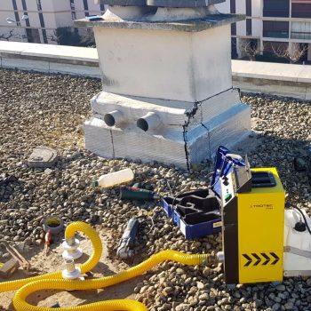 Recherche de Fuite sur toit terrasse au fumigène-France Fuites-Saint cyprien